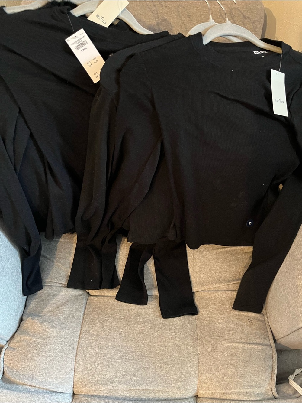 Four Hollister Black Long-Sleeve Shirts